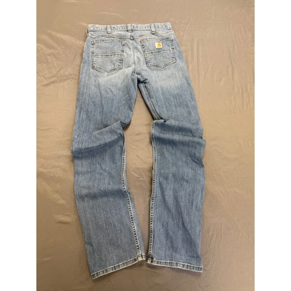 Carhartt Rugged Flex Relaxed Fit Straight Leg Jeans Mens 32x34 Light Wash Blue